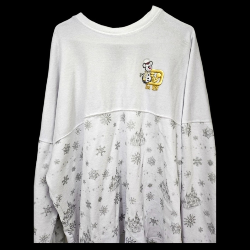 Disney World Spirit Jersey Velour Winter Puffy Snowman  Snowflakes Castle XXL
